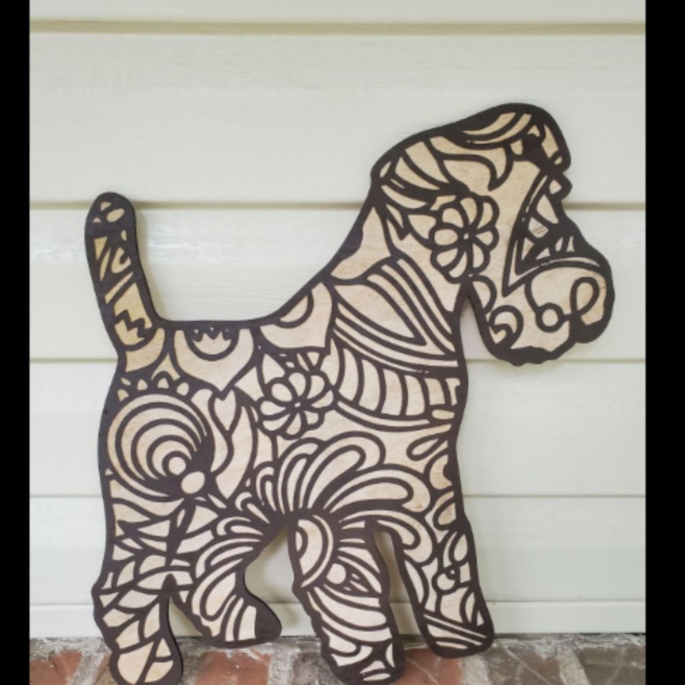Laser Engraved Schnauzer Cropped Tail and Ears
